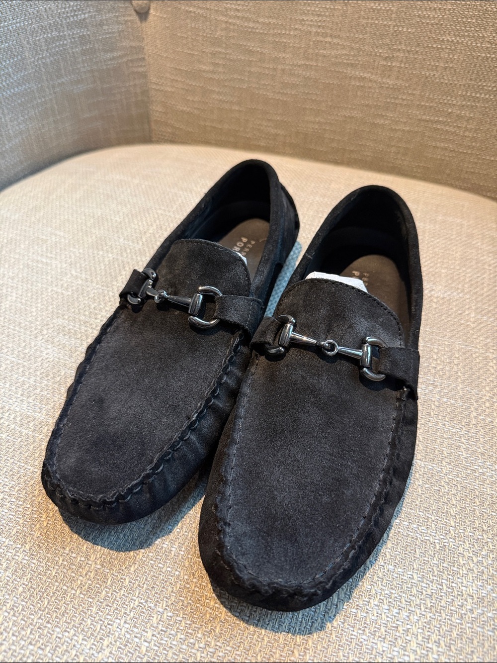 Perry Ellis Black Suede Bit Slip-On Loafers